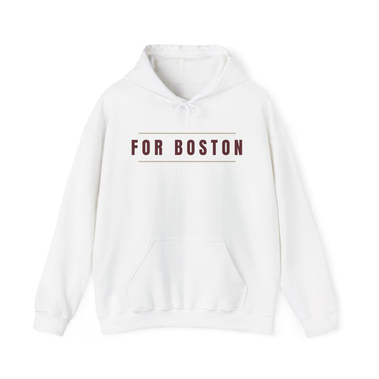 White and Gold For Boston Heavy Blend Hoodie