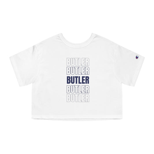 White Butler Champion Women's Heritage Cropped T-Shirt