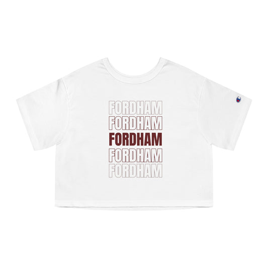 White Fordham Champion Women's Heritage Cropped T-Shirt