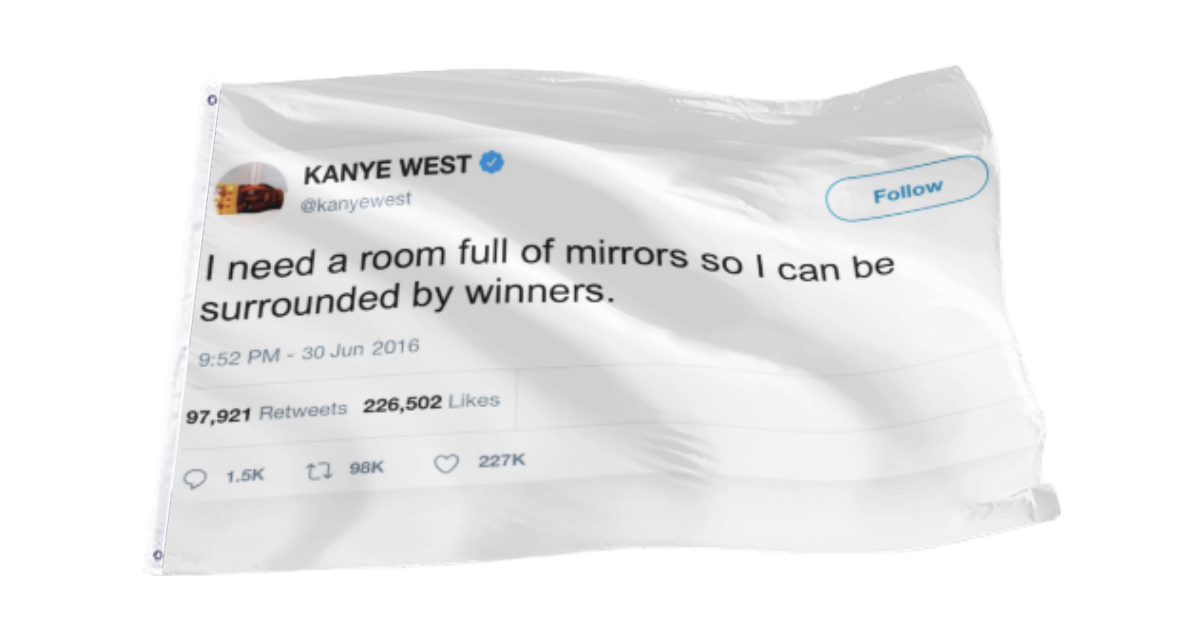 Kanye West Mirrors Tweet Flag